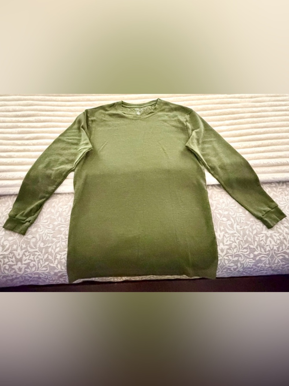 Olive Green Long Sleeve Crewneck Shirt